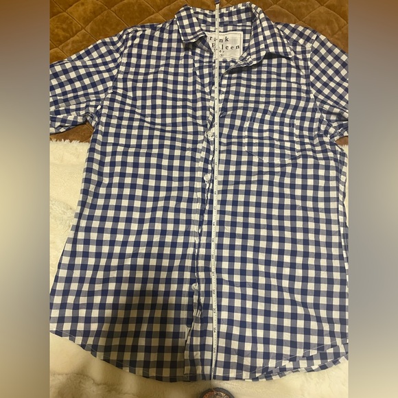 Frank & Eileen Blue and White Gingham Blouse Small - Picture 6 of 7